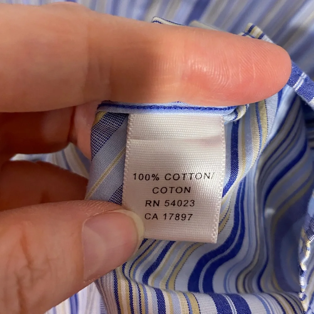 Y2K Banana Republic Striped Dress Shirt Hong Kong Made Vintage Blue Men’s Large